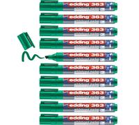 Edding 363-004 - Caja con 10 Marcadores de Pizarra Blanca - Punta Biselada - 1-5 mm - Verde