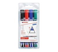 edding Marcador para pizarra blanca 363/4S - Punta biselada 1-5 mm - 4 colores - Recargable