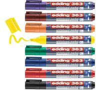 edding Marcador pizarra blanca 363 – Multicolor, juego de 8, punta biselada 1-5 mm, borrado en seco