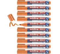 edding 363 marcador para pizarras blancas - naranja - 10 rotuladores - punta biselada 1-5 mm - rotulador para pizarra blanca, borrado en seco - pizarra blanca, flipchart, tablón de notas