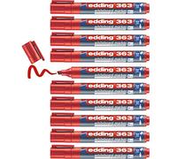 edding 363 marcador para pizarras blancas - rojo - 10 rotuladores - punta biselada 1-5 mm - rotulador para pizarra blanca, borrado en seco - pizarra blanca, flipchart, tablón de notas - recargable