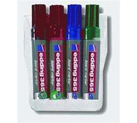 edding 365 marcador para pizarras blancas - negro, rojo, azul, verde - juego de 4 - punta biselade 2-7 mm - pizarra blanca, vidrio, tablón de notas - se puede borrar en seco y sin residuos, no se seca