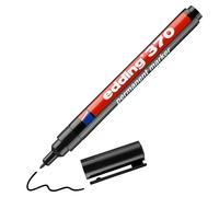 edding 370 - negro - 1 rotulador - punta redondeada fina 1 mm - resistente al agua, secado rápido - multiuso, universal - para cartón, plástico, madera, metal, vidrio, piedra, lienzo