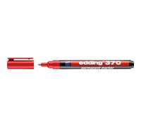 edding 370 - rojo - 1 rotulador - punta redondeada fina 1 mm - resistente al agua, secado rápido - multiuso, universal - para cartón, plástico, madera, metal, vidrio, piedra, lienzo