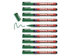 edding 370 - verde - 10 rotuladores - punta redondeada fina 1 mm - resistente al agua, secado rápido - multiuso, universal - para cartón, plástico, madera, metal, vidrio, piedra, lienzo