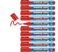 edding 380 marcador para flipcharts - rojo - 10 rotuladores - punta redonda de 1,5-3 mm - rotulador para escribir, dibujar y marcar sobre papel - recargable, no traspasa, no mancha, impermeable