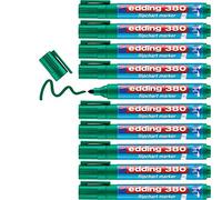 edding 380 marcador para flipcharts - verde - 10 rotuladores - punta redonda de 1,5-3 mm - rotulador para escribir, dibujar y marcar sobre papel - recargable, no traspasa, no mancha, impermeable
