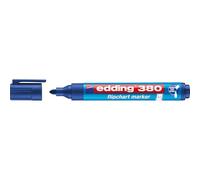 edding 380 marcador para flipcharts - azul - 1 rotulador - punta redonda de 1,5-3 mm - rotulador para escribir, dibujar y marcar sobre papel - recargable, no traspasa, no mancha, impermeable