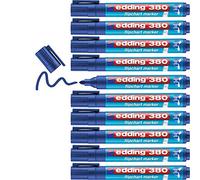 edding 380 marcador para flipcharts - azul - 10 rotuladores - punta redonda de 1,5-3 mm - rotulador para escribir, dibujar y marcar sobre papel - recargable, no traspasa, no mancha, impermeable