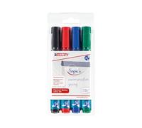 edding 380 marcador para flipcharts - juego de 4 - negro, rojo, azul, verde - punta redonda de 1,5-3 mm - rotulador para escribir, dibujar y marcar sobre papel - recargable, no traspasa, no mancha