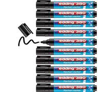 edding 380 marcador para flipcharts - negro - 10 rotuladores - punta redonda de 1,5-3 mm - rotulador para escribir, dibujar y marcar sobre papel - recargable, no traspasa, no mancha, impermeable