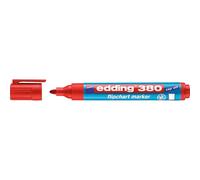 edding 380 marcador para flipcharts - rojo - 1 rotulador - punta redonda de 1,5-3 mm - rotulador para escribir, dibujar y marcar sobre papel - recargable, no traspasa, no mancha, impermeable