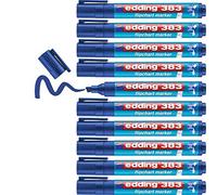 Edding 383-003 - Caja con 10 Marcadores para Flipchart con Punta Biselada - Trazo 1,5-3 mm - Azul