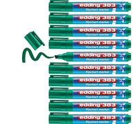 edding 383 marcador para flipcharts - verde - 10 rotuladores - punta biselada de 1-5 mm - rotulador para escribir, dibujar y marcar sobre papel - recargable, no traspasa, no mancha, impermeable