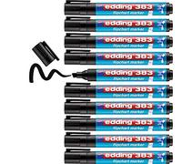 edding 383 marcador para flipcharts - negro - 10 rotuladores - punta biselada de 1-5 mm - rotulador para escribir, dibujar y marcar sobre papel - recargable, no traspasa, no mancha, impermeable