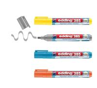 edding 385 marcador de efecto rotafolio - juego de 4 - multicolor - punta de pincel flexible de 1-5 mm - marcador para marcar, sombrear y marcar en papel foliar - no se seca