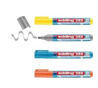 edding 385 marcador de efecto rotafolio - juego de 4 - multicolor - punta de pincel flexible de 1-5 mm - marcador para marcar, sombrear y marcar en papel foliar - no se seca
