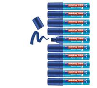 edding 388 marcador para flipcharts - azul - 10 rotuladores - punta biselada de 4-12 mm - rotulador para escribir, dibujar y marcar sobre papel - recargable, no traspasa, no mancha, impermeable