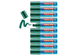 edding Marcadores para flipchart 388 - 10 verdes, punta biselada 4-12 mm, recargable, sin traspasar