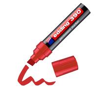 edding 390 marcador permanente - rojo - 1 rotulador - punta biselada ancha 4-12 mm - resistente al agua, secado rápido - multiuso, universal - para cartón, plástico, madera, metal, vidrio, lienzo