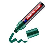edding 390 marcador permanente - verde - 10 rotuladores - punta biselada ancha 4-12 mm - resistente al agua, secado rápido - multiuso, universal - para cartón, plástico, madera, metal, vidrio, lienzo