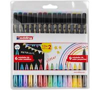 Rotuladores EDDING 1200, Estuche x6 Metallic + x9 Glitter