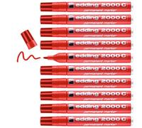 Edding 4-2000C 002 - Marcador permanente (Rojo, Punta de cincel, Rojo, Aluminio, 1,5 mm, 3 mm)