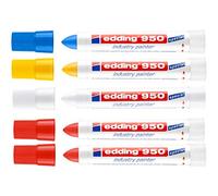 edding 4-950 - Rotulador especial 950 para pintura industrial (1 azul, 1 amarillo, 1 blanco, 2 rojos, 10 mm)
