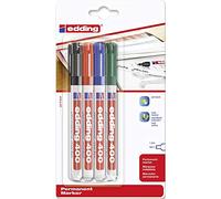 Edding 400-4 Marcadores Permanente - Negro, Rojo, Azul, Verde - Punta Fina Redonda 1 mm