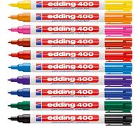 Edding 400 marcador permanente - meerkleurig - 10 stiften - fijne ronde punt 1 mm - watervast sneldrogend - wrijfvast - voor karton kunststof hout me