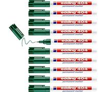 edding 404 marcador permanente, verde, 10 rotuladores, punta fina redonda 0,75 mm, resistente al agua, de secado rápido, rotuladores indelebles, para cartón, plástico, madera, metal, vidrio