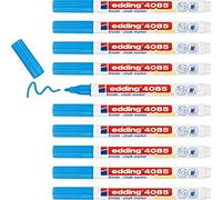 Edding 4085 marcador de tiza - azul - 10 rotuladores de tiza - punta redonda 1-2 mm - rotuladores para cristal borrables - para pizarras, vidrio y espejos - tiza líquida de cobertura opaca