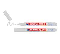 edding 4085 marcador de tiza - blanco - 2 rotuladores de tiza - punta redonda 1-2 mm - rotuladores para cristal borrables - para pizarras, vidrio y espejos - tiza líquida de cobertura opaca