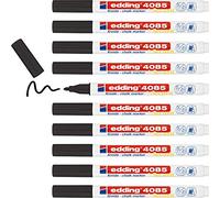 edding 4085 marcador de tiza - negro - 10 rotuladores de tiza - punta redonda 1-2 mm - rotuladores para cristal borrables - para pizarras, vidrio y espejos - tiza líquida de cobertura opaca