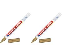 Edding 4085 marcador de tiza - oro - 1 rotulador de tiza - punta redonda 1-2 mm - rotuladores para cristal borrables - para pizarras, vidrio y espejos - tiza líquida de cobertura opaca (Paquete de 2)
