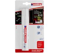 edding 4090 marcador de tiza - blanco - 1 rotulador de tiza - punta biselada 4-15 mm - rotulador para cristal borrables - para pizarras, vidrio y espejos - tiza líquida de cobertura opaca