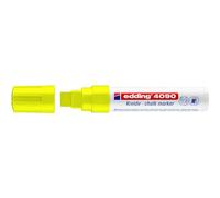 edding 4090 marcador de tiza - amarillo neón - 5 rotuladores de tiza - punta biselada 4-15 mm - rotuladores para cristal borrables - para pizarras, vidrio y espejos - tiza líquida de cobertura opaca
