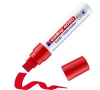 edding 4090 marcador de tiza - rojo - 1 rotulador de tiza - punta biselada 4-15 mm - rotulador para cristal borrables - para pizarras, vidrio y espejos - tiza líquida de cobertura opaca