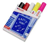 edding 4090 marcador de tiza - surtido basico - 5 rotuladores de tiza - punta biselada 4-15 mm - rotuladores para cristal borrables - para pizarras, vidrio y espejos - tiza líquida de cobertura opaca