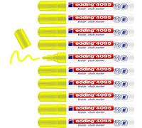 edding 4095 marcador de tiza - amarillo neón - 10 rotuladores de tiza - punta redonda 2-3 mm - rotuladores para cristal borrables - para pizarras, vidrio y espejos - tiza líquida de cobertura opaca