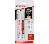 edding 4095 marcador de tiza - blanco - 2 rotuladores de tiza - punta redonda 2-3 mm - rotuladores para cristal borrables - para pizarras, vidrio y espejos - tiza líquida de cobertura opaca