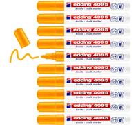 edding 4095 marcador de tiza - naranja neón - 10 rotuladores de tiza - punta redonda 2-3 mm - rotuladores para cristal borrables - para pizarras, vidrio y espejos - tiza líquida de cobertura opaca