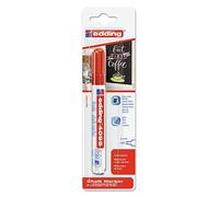 edding 4095 marcador de tiza - rojo - 1 rotulador de tiza - punta redonda 2-3 mm - rotulador para cristal borrables - para pizarras, vidrio y espejos - tiza líquida de cobertura opaca