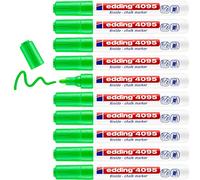 edding 4095 marcador de tiza - verde claro - 10 rotuladores de tiza - punta redonda 2-3 mm - rotuladores para cristal borrables - para pizarras, vidrio y espejos - tiza líquida de cobertura opaca