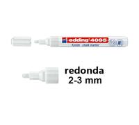 edding 4095 marcador de tiza - blanco - 1 rotulador de tiza - punta redonda 2-3 mm - rotuladores para cristal borrables - para pizarras, vidrio y espejos - tiza líquida de cobertura opaca