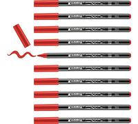 edding 4200 rotulador con punta de pincel para porcelana - rojo - 10 rotuladores - punta de pincel de 1-4 mm - para pintar y decorar cerámica - tinta resistente a la luz y lavavajillas, secado rápido