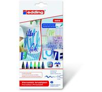 Edding 4200 - Juego de pinceles de porcelana (1-4 mm, 6 colores surtidos), 6 colores surtidos