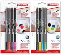 edding 4200 pinceles de porcelana (también para vidrio y cerámica) - Colores estándar + colores adicionales (4+4)