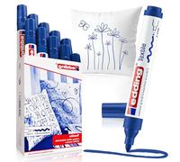 edding 4500 marcador textil - azul - caja de 10 - punta redonda de 2-3 mm - rotuladores textiles permanentes para dibujar y caligrafiar sobre tejidos, resistentes a lavados de hasta 60 °C