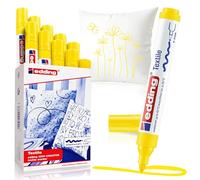 edding 4500 marcador textil - amarillo - caja de 10 - punta redonda de 2-3 mm - rotuladores textiles permanentes para dibujar y caligrafiar sobre tejidos, resistentes a lavados de hasta 60 °C
